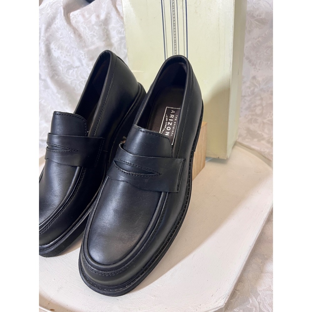 Arizona Jean Company Men Black Leather Penny Loafers Lug Sole Shoes 8 M 21913-01